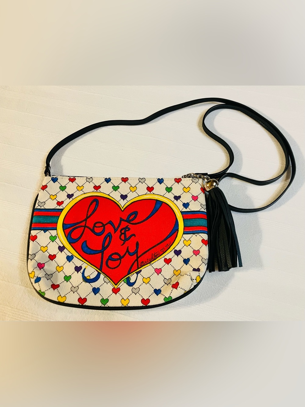 Brighton Tom Clancy Love & Joy Canvas Tassel Crossbody Bag